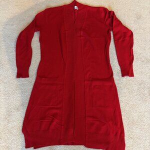 "Christmas Red" Long Cardigan